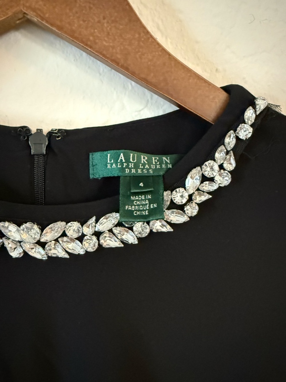 Lauren by Ralph Lauren Cocktail Sheath Dress with Rhinestone Embellished Neck - Picture 11 of 14